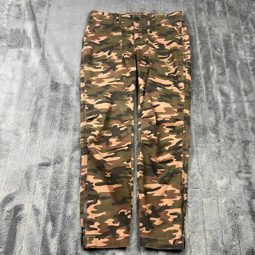 White House Black Market The Slim Crop Camo Ankle Zip Pants Green Brown Size 0